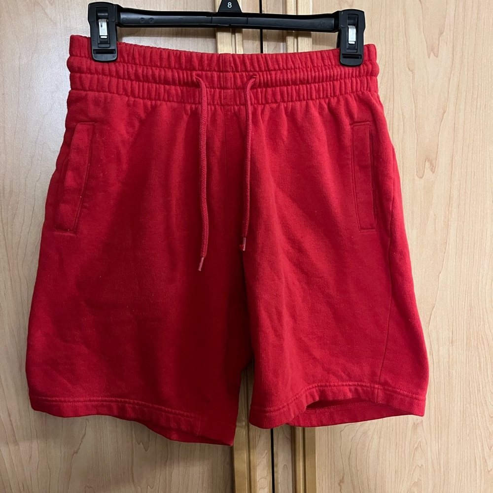 Red sweatshorts